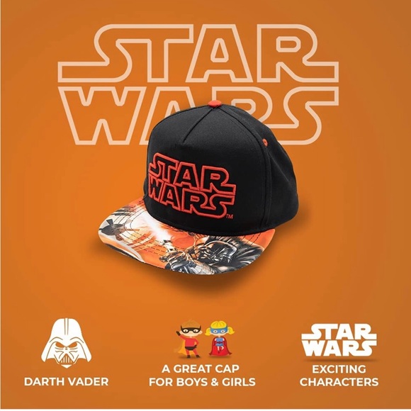 NWOT Star Wars Classic Embroidered Logo Flatbrim Baseball Cap Hat, Boys Youth - Picture 5 of 11